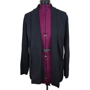 Women's J. Crew Black Open Front Knit Sweater Cardigan | Size Medium